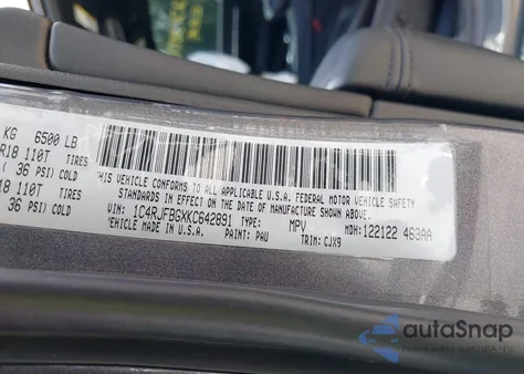 2019 Jeep Grand Cherokee Limited 4X4 z USA, uszkodzony, nr VIN 1C4RJFBGXKC642891